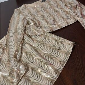 Crystal Doll Champagne Sequin Top